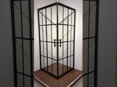 5/6mm dimensione vetro quadrato doccia con strisce nere telaio per bagno moderno