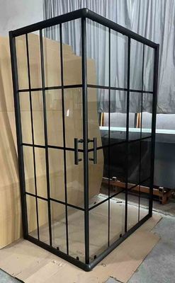 5/6mm dimensione vetro quadrato doccia con strisce nere telaio per bagno moderno